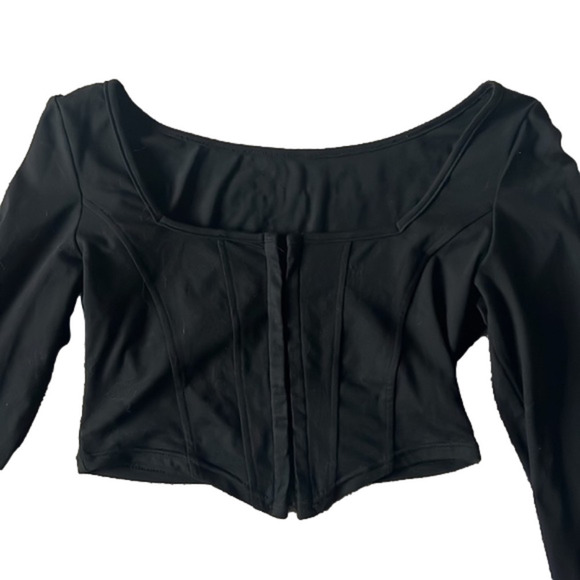 Black long sleeve square neck corset top - Picture 3 of 5
